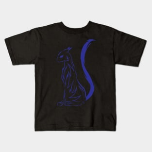 blue tribal cat tattoo Kids T-Shirt